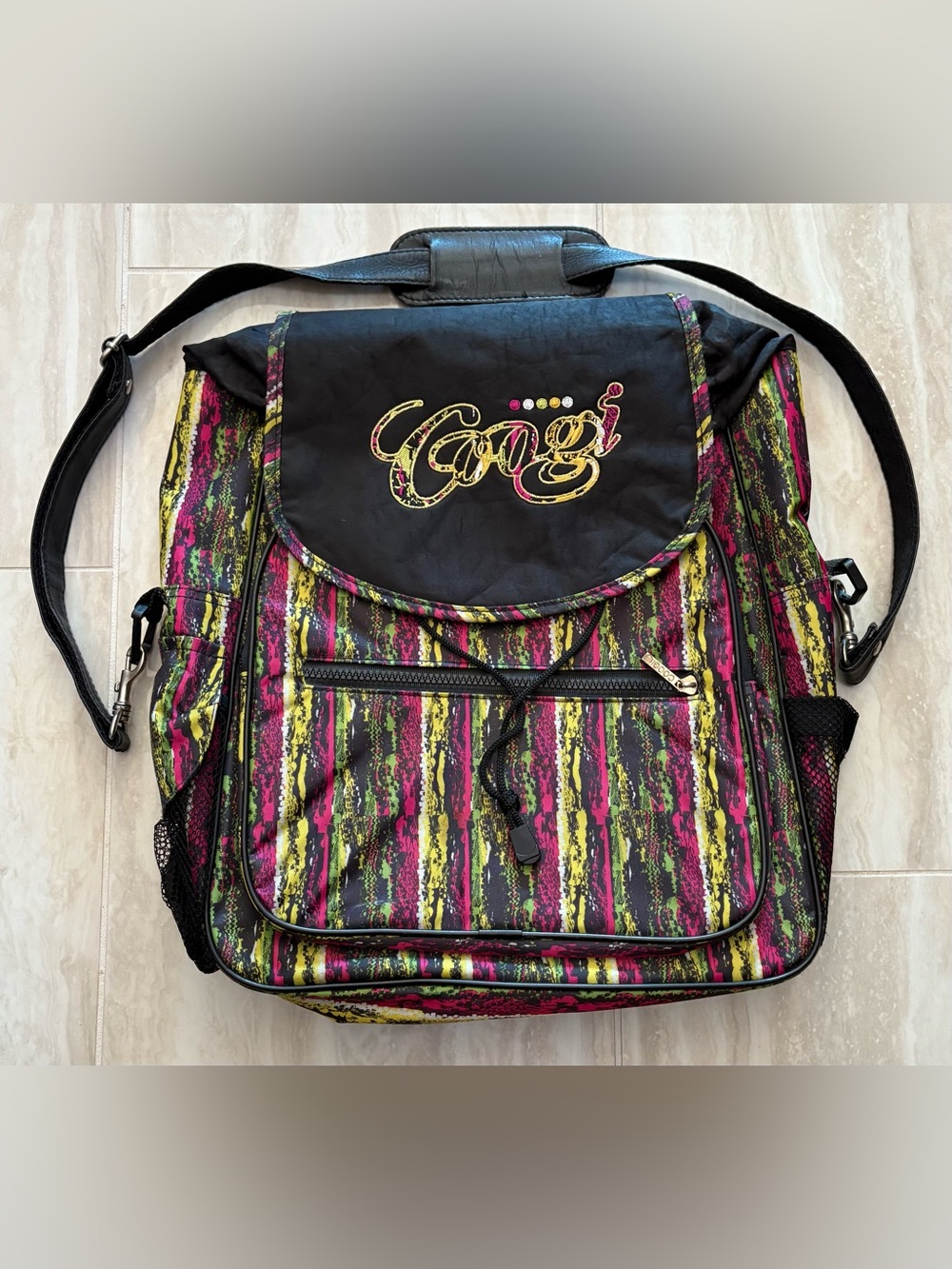 COOGI Black Labeled Bag with Multicolor Logo Stitching